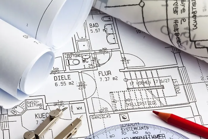 Framed Print : Residential Building Construction Plan Print