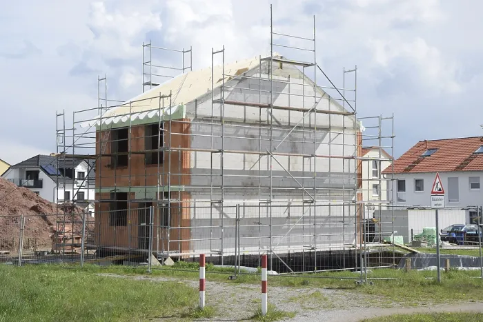 Framed Print : Construction Site Print: House Under Construction Framed Print : Construction Site Print: House Under Construction