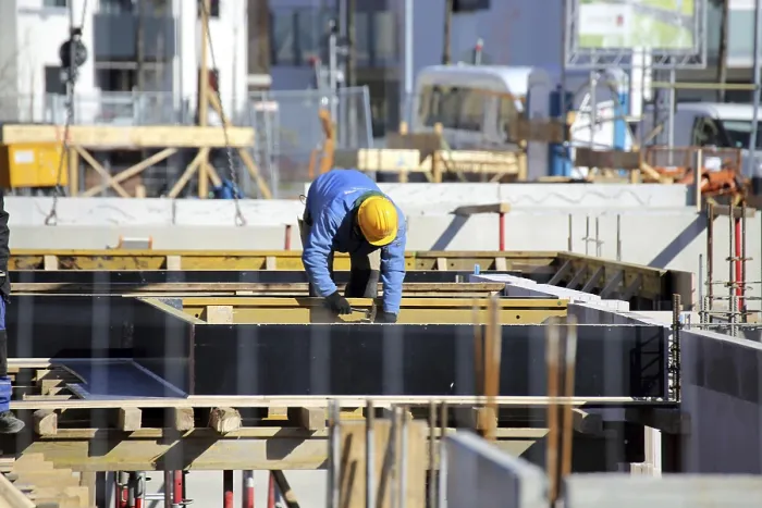 Framed Print : Construction Work on Apartment Building Foundations Print