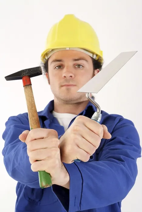 Framed Print : Construction Worker with Tools Print