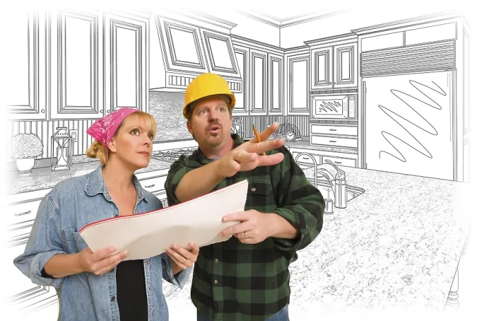 Framed Print : Contractor Discusses Custom Kitchen Design Print Framed Print : Contractor Discusses Custom Kitchen Design Print