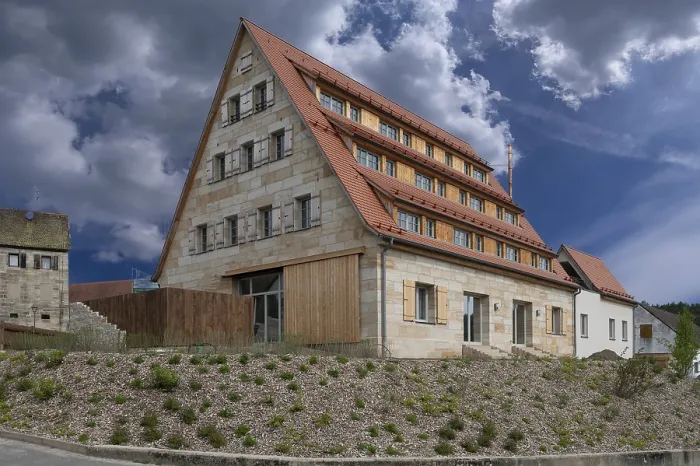 Framed Print : Conversion of a former barn into a residential building, Simonsnhofen print