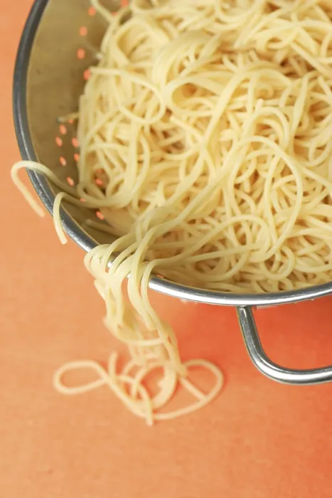 Framed Print : Print of Cooked Spaghetti in Sieve Framed Print : Print of Cooked Spaghetti in Sieve