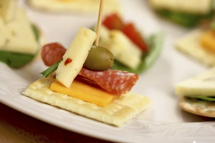 Framed Print : Cracker Appetizers with Cheese Print Framed Print : Cracker Appetizers with Cheese Print