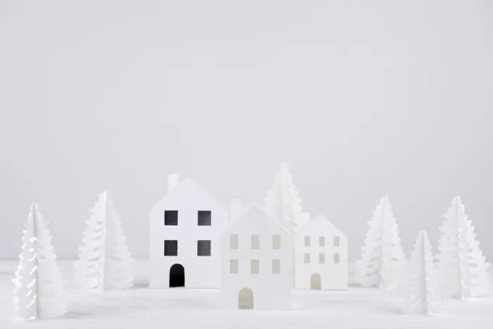 Framed Print : Crafted Town with Pine Trees Print