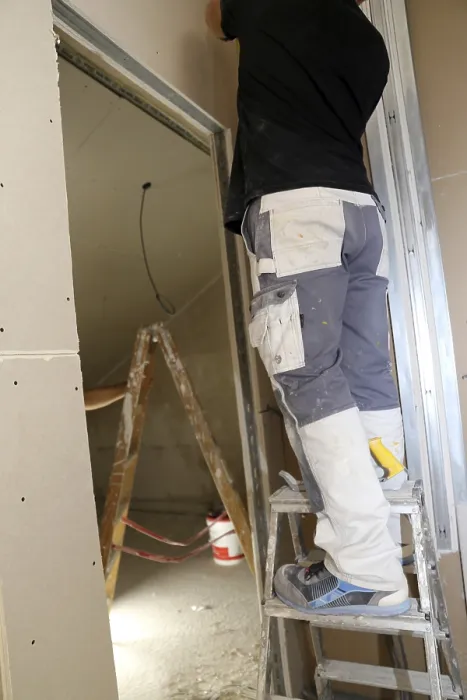 Framed Print : Craftsmen doing drywall work Print Framed Print : Craftsmen doing drywall work Print
