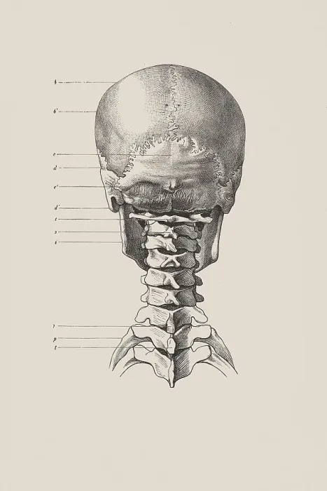 Framed Print : Cranial Skeleton Print from the Rear