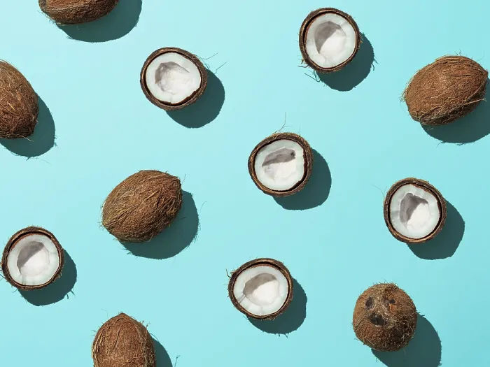 Framed Print : Coconut Print with Minimal Summer Background