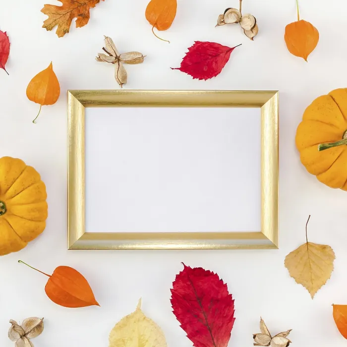 Framed Print : Autumn Print - Flat Lay Composition Framed Print : Autumn Print - Flat Lay Composition