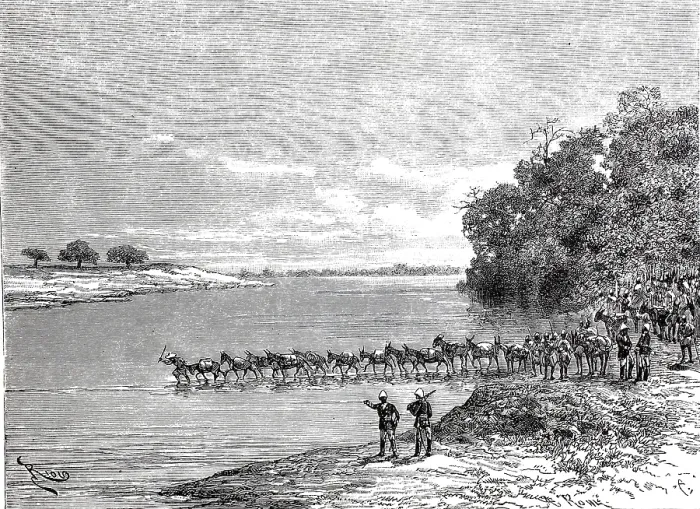 Framed Print : Historical Print: Basing River Crossing, Late 19th Century Framed Print : Historical Print: Basing River Crossing, Late 19th Century