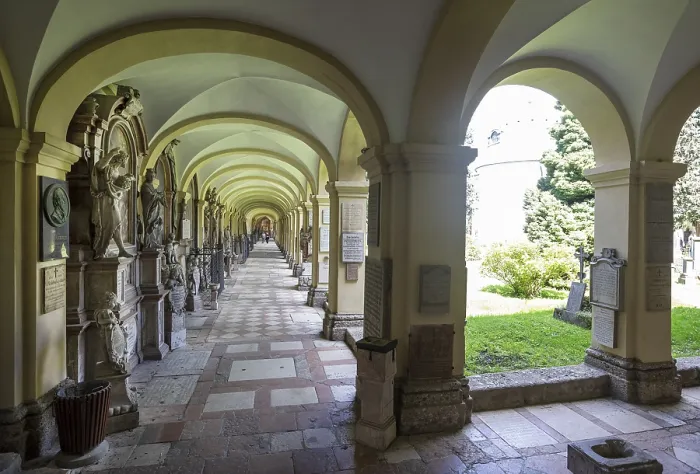 Framed Print : Crypt Arcades Print, St. Sebastian's Cemetery, Salzburg Framed Print : Crypt Arcades Print, St. Sebastian's Cemetery, Salzburg