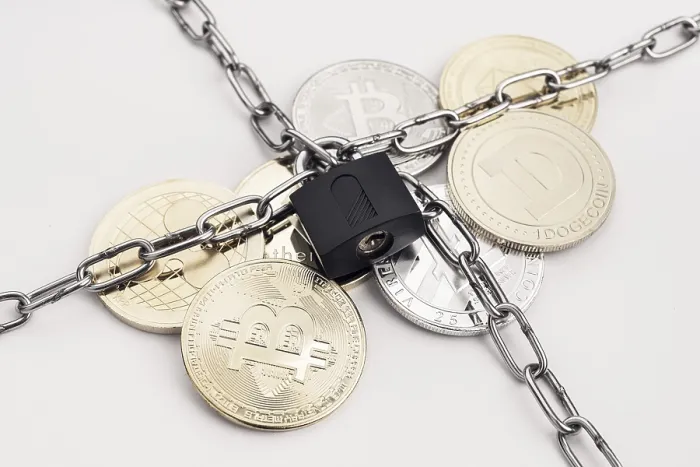 Framed Print : Cryptocurrency Security Print - Protected Chain and Padlock Framed Print : Cryptocurrency Security Print - Protected Chain and Padlock
