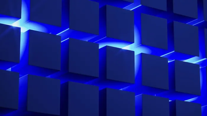 Framed Print : Blue Light Cube Structure Print: Modern Geometric Design Framed Print : Blue Light Cube Structure Print: Modern Geometric Design