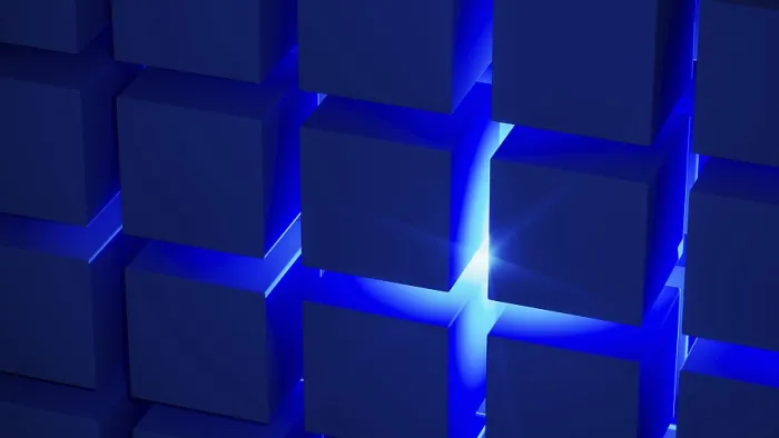 Framed Print : Blue Light Cube Structure Print: Modern Geometric Design Framed Print : Blue Light Cube Structure Print: Modern Geometric Design