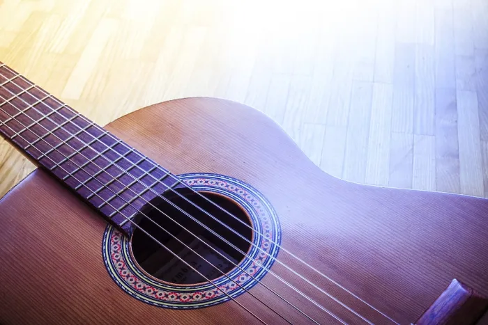Framed Print : Classical Guitar Print - Closeup Detail