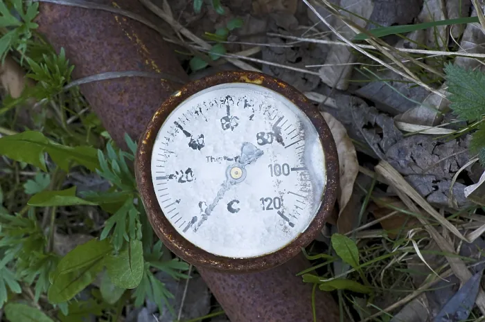 Framed Print : Damaged, Rusty Thermometer Print Framed Print : Damaged, Rusty Thermometer Print
