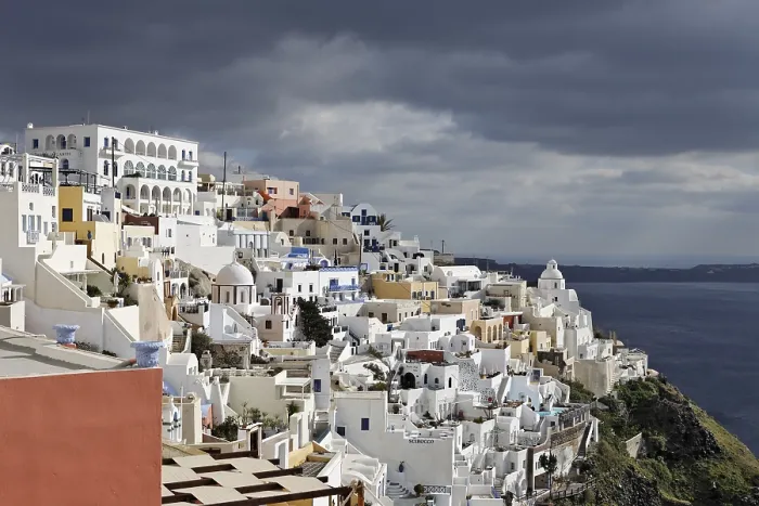 Framed Print : Dark Clouds of a Thunderstorm Print, Santorini, Greece Framed Print : Dark Clouds of a Thunderstorm Print, Santorini, Greece