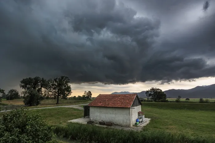 Framed Print : Dark Storm Clouds Over Small Barn Print Framed Print : Dark Storm Clouds Over Small Barn Print