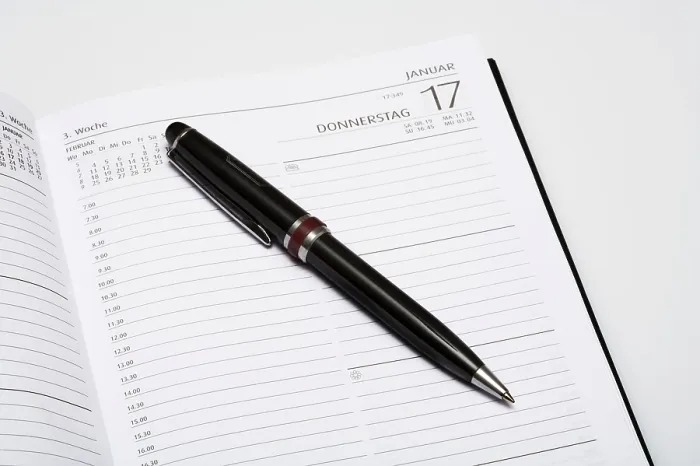 Framed Print : Day Planner Print with Pen Framed Print : Day Planner Print with Pen