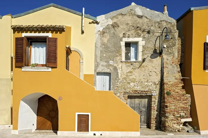 Framed Print : Decayed and Renovated Houses, Old Town, Molise, Italy Print Framed Print : Decayed and Renovated Houses, Old Town, Molise, Italy Print