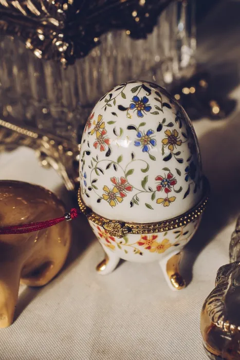 Framed Print : Decorated Egg Shaped Ceramic Container Print Framed Print : Decorated Egg Shaped Ceramic Container Print