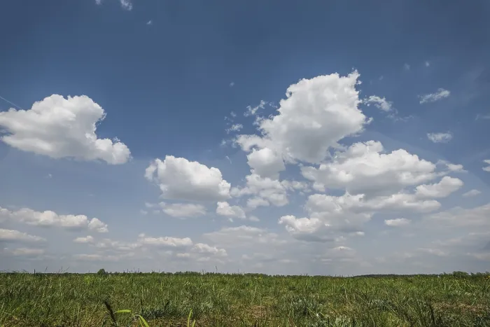Framed Print : Deep Blue Sky Print with Clouds Over Field Framed Print : Deep Blue Sky Print with Clouds Over Field