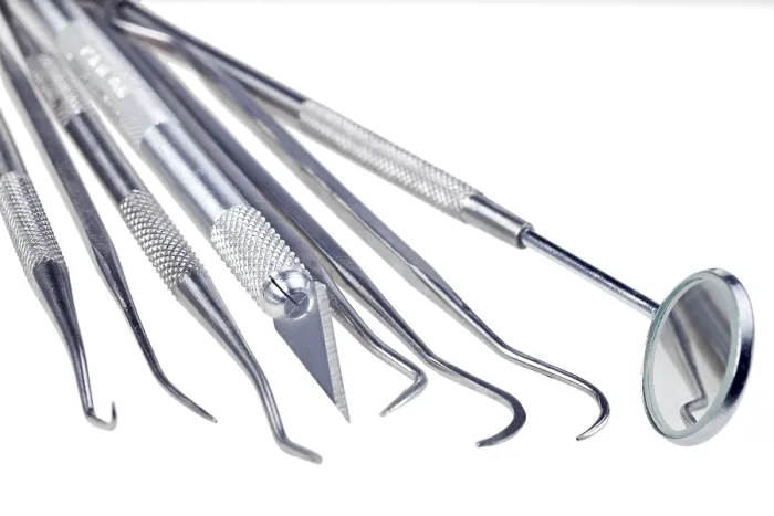 Framed Print : Dentists Tools Print Isolated on White Background Framed Print : Dentists Tools Print Isolated on White Background
