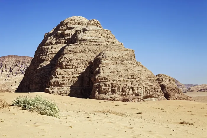 Framed Print : Desert Plain with Sandstone Cliffs Print, Wadi Rum, Jordan