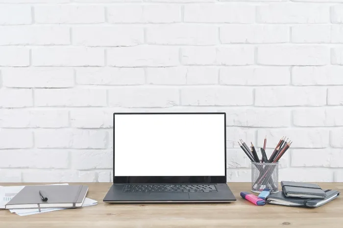 Framed Print : Desktop with Laptop Office Elements Print Framed Print : Desktop with Laptop Office Elements Print