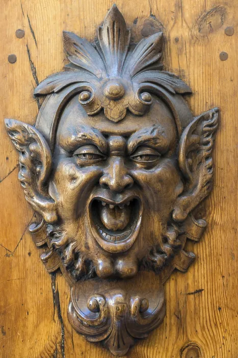 Framed Print : Devil's Head Sculpture Print from Siena, Italy Framed Print : Devil's Head Sculpture Print from Siena, Italy