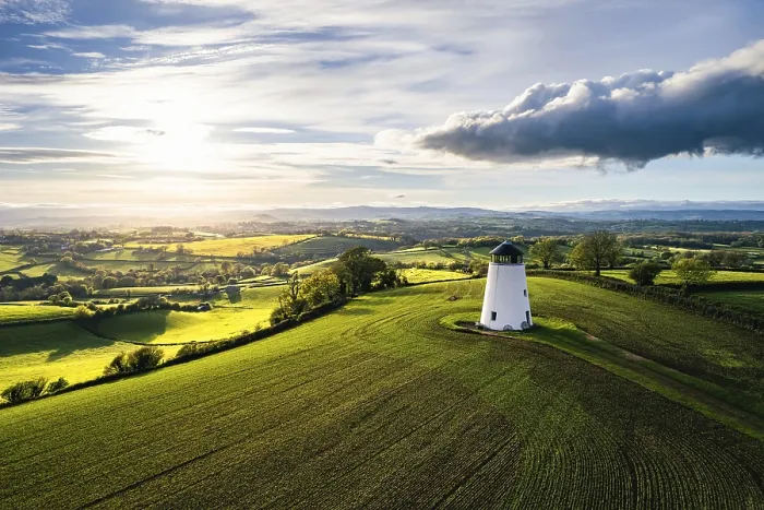 Framed Print : Devon Windmill Print from a Drone, Torquay, Devon Framed Print : Devon Windmill Print from a Drone, Torquay, Devon