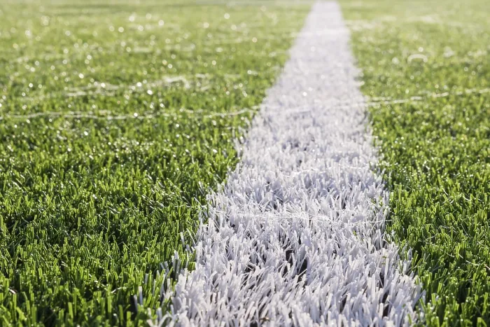Framed Print : Dew on Artificial Grass Print with White Line Framed Print : Dew on Artificial Grass Print with White Line