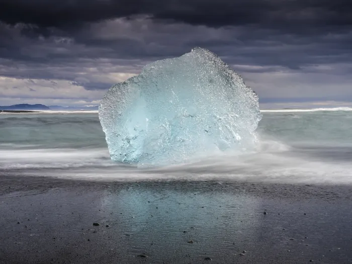Framed Print : Diamond Beach, Iceland Print: Iceberg on Black Lava Framed Print : Diamond Beach, Iceland Print: Iceberg on Black Lava