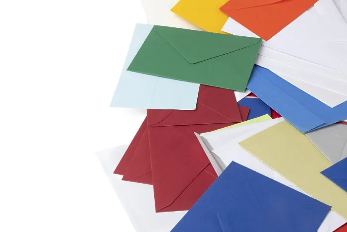 Framed Print : Coloured Envelopes Print on White Background Framed Print : Coloured Envelopes Print on White Background