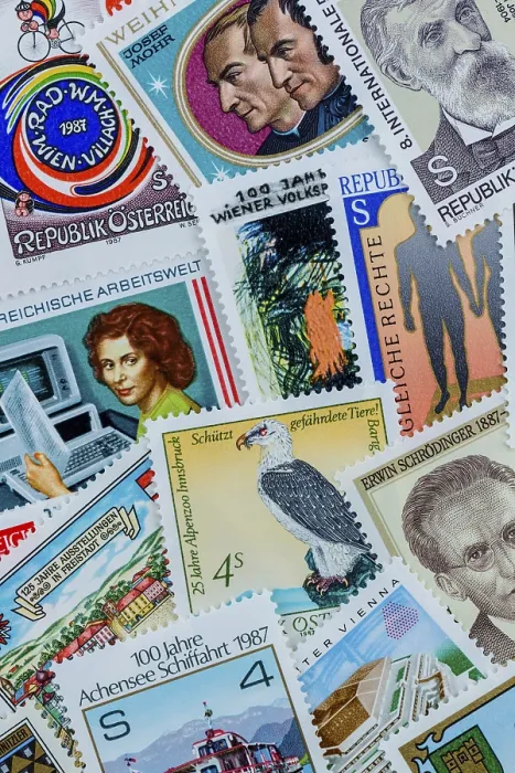 Framed Print : Many Stamps Lying Next to Each Other Print, Austria Framed Print : Many Stamps Lying Next to Each Other Print, Austria