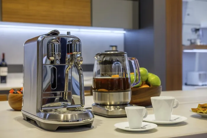 Framed Print : Soft Focus Print of Breakfast Scene with Coffee Machine Framed Print : Soft Focus Print of Breakfast Scene with Coffee Machine