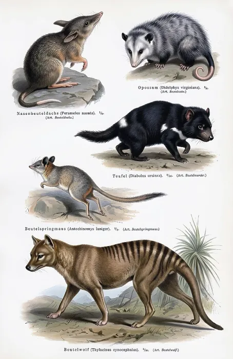 Framed Print : Marsupials Print - Australian Fauna Framed Print : Marsupials Print - Australian Fauna