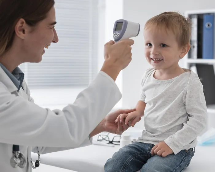 Framed Print : Doctor Checking Baby's Temperature Print Framed Print : Doctor Checking Baby's Temperature Print