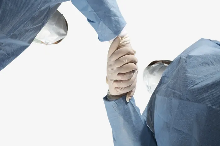 Framed Print : Two Doctors Linking Hands Print Framed Print : Two Doctors Linking Hands Print