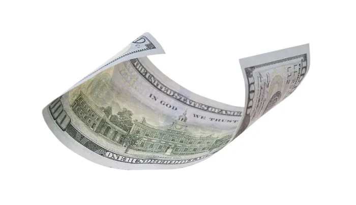 Framed Print : One Hundred Dollar Bill Print Falling on Empty Background Framed Print : One Hundred Dollar Bill Print Falling on Empty Background