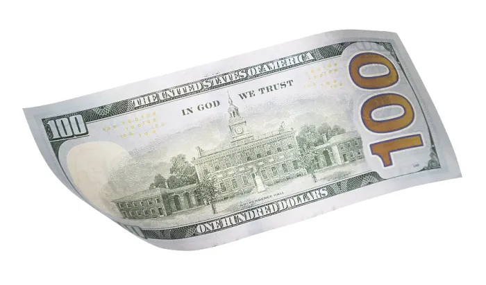 Framed Print : One Hundred Dollar Bill Print Falling on Empty Background Framed Print : One Hundred Dollar Bill Print Falling on Empty Background
