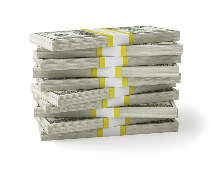 Framed Print : US Dollar Banknotes Print on White Background