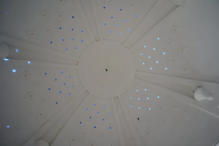 Framed Print : Dome-Shaped Ceiling Print with Blue Star Patterns, Kallithea, Rhodes Framed Print : Dome-Shaped Ceiling Print with Blue Star Patterns, Kallithea, Rhodes