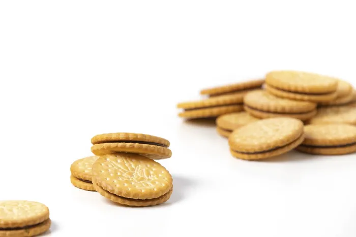 Framed Print : Double Biscuits Print on White Background Framed Print : Double Biscuits Print on White Background