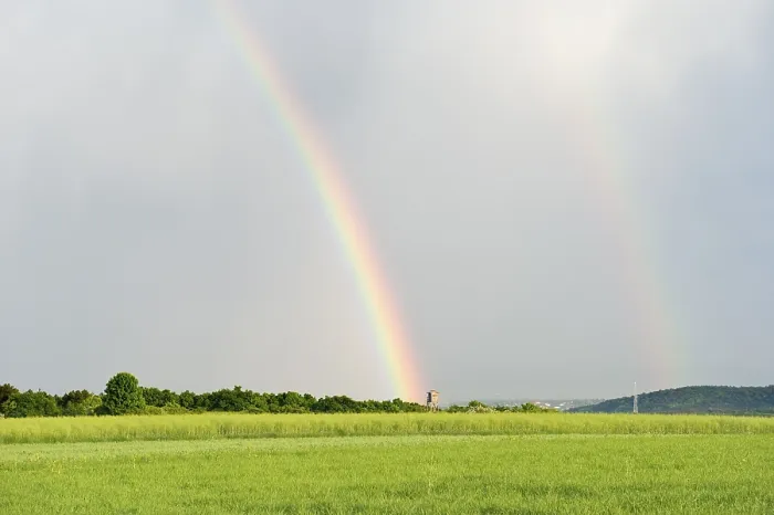 Framed Print : Double Rainbow over Green Fields Print, Lower Austria Framed Print : Double Rainbow over Green Fields Print, Lower Austria