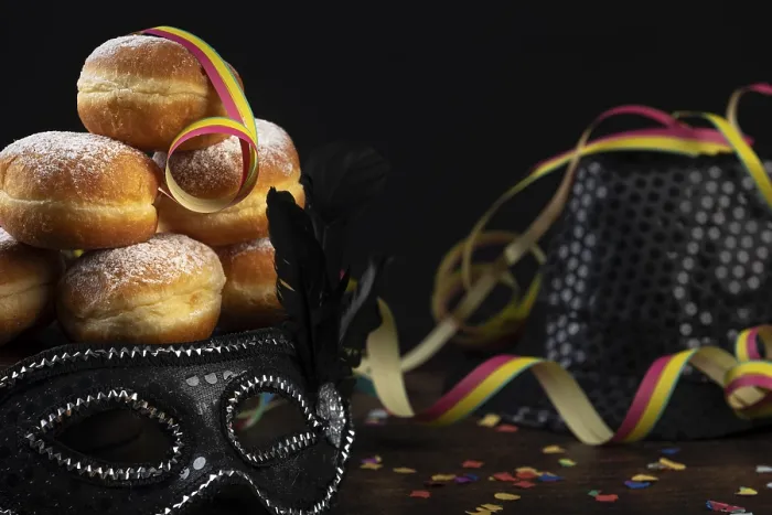 Framed Print : Doughnuts Print with Carnival Mask and Snakes Framed Print : Doughnuts Print with Carnival Mask and Snakes