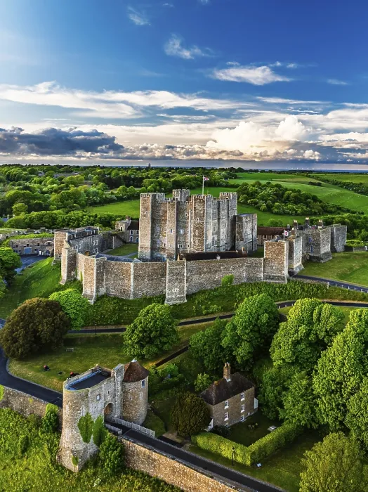Framed Print : White Cliffs Dover Castle Print from a Drone, Kent, England