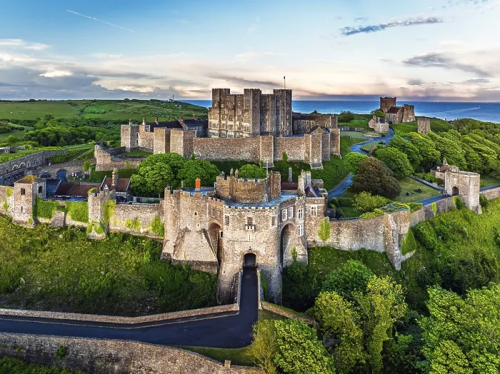 Framed Print : Dover Castle Print from a Drone, White Cliffs, Kent Framed Print : Dover Castle Print from a Drone, White Cliffs, Kent