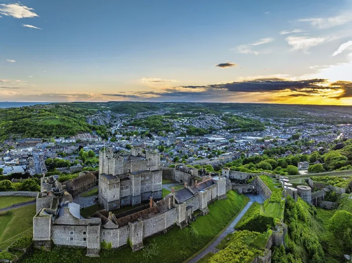 Framed Print : White Cliffs Dover Castle Print from a Drone, Kent, England