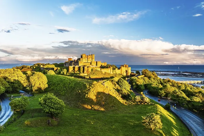 Framed Print : White Cliffs Dover Castle Print from a Drone, Kent, England